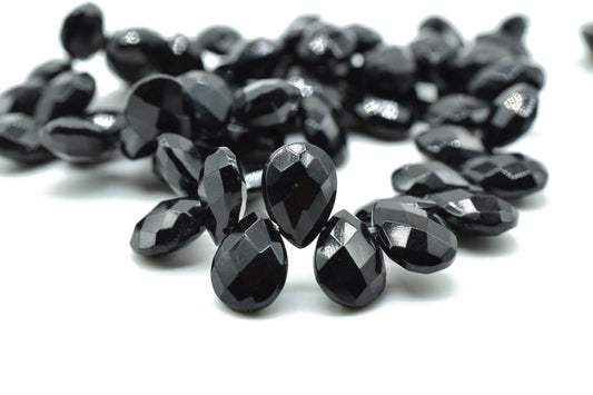 Black Onyx Teardrop 7x10mm Briolettes,Jewelry making supplies,craft supplies,Black onyx Briolettes,Black Spinel briolettes,Black onyx jewels