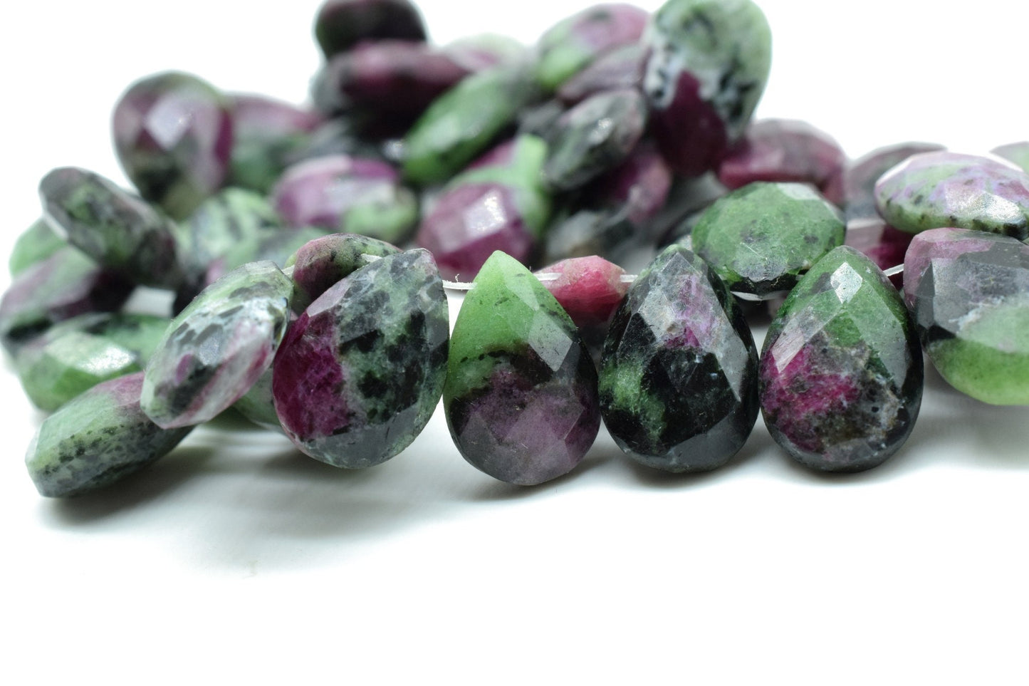 Natural Ruby Zoisite Faceted Pear Shape Beads,Wholesale Ruby Zoisite Gems Beads,9x12mm Ruby Zoisite Pear Shape, 9 Inch Teardrop Beads Strand