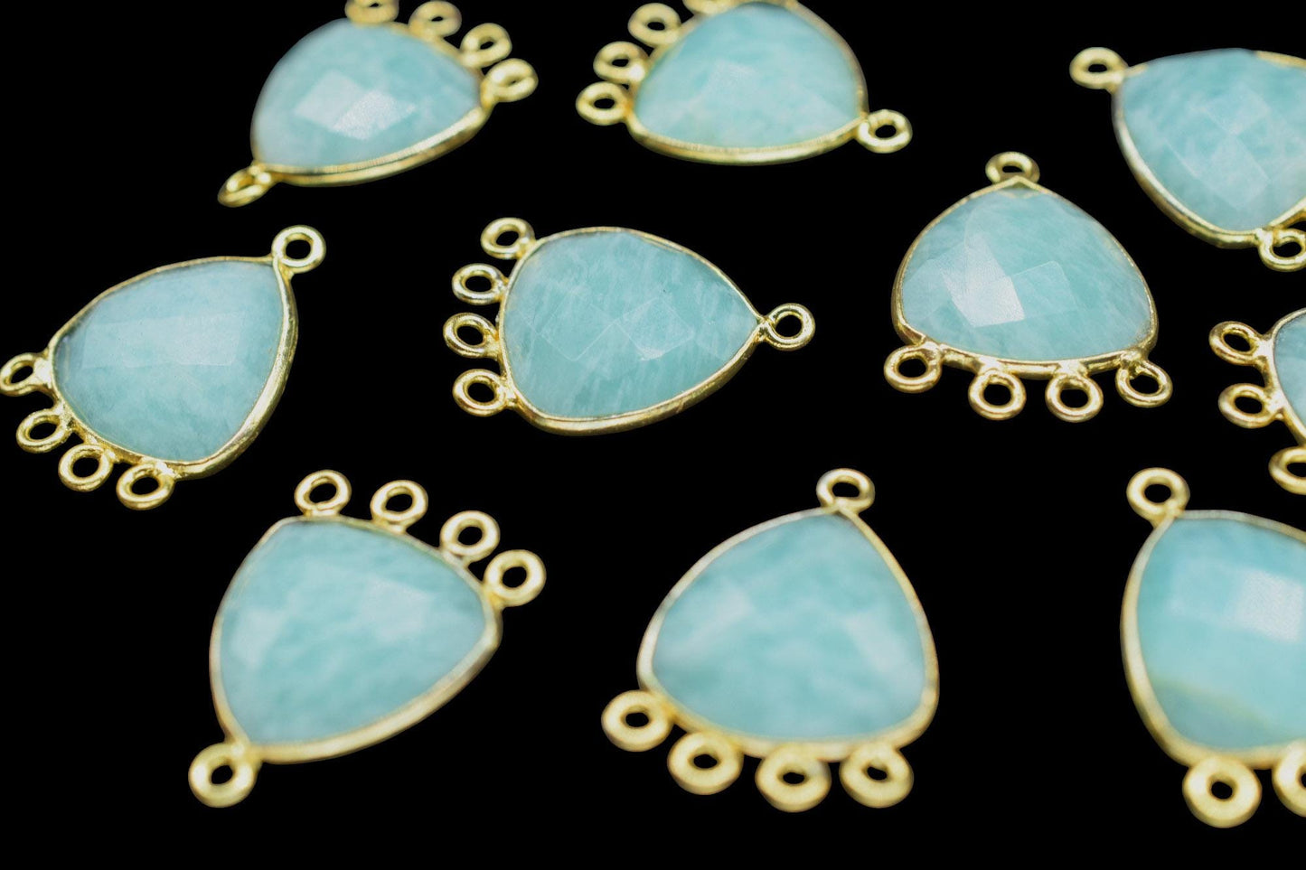 Amazonite 15mm Triangle Bezel Connector/Gold Plated Jewelry/Women Jewelry/Connector Jewelry/Handmade Connector/Connector Jewelry/B'day Gift
