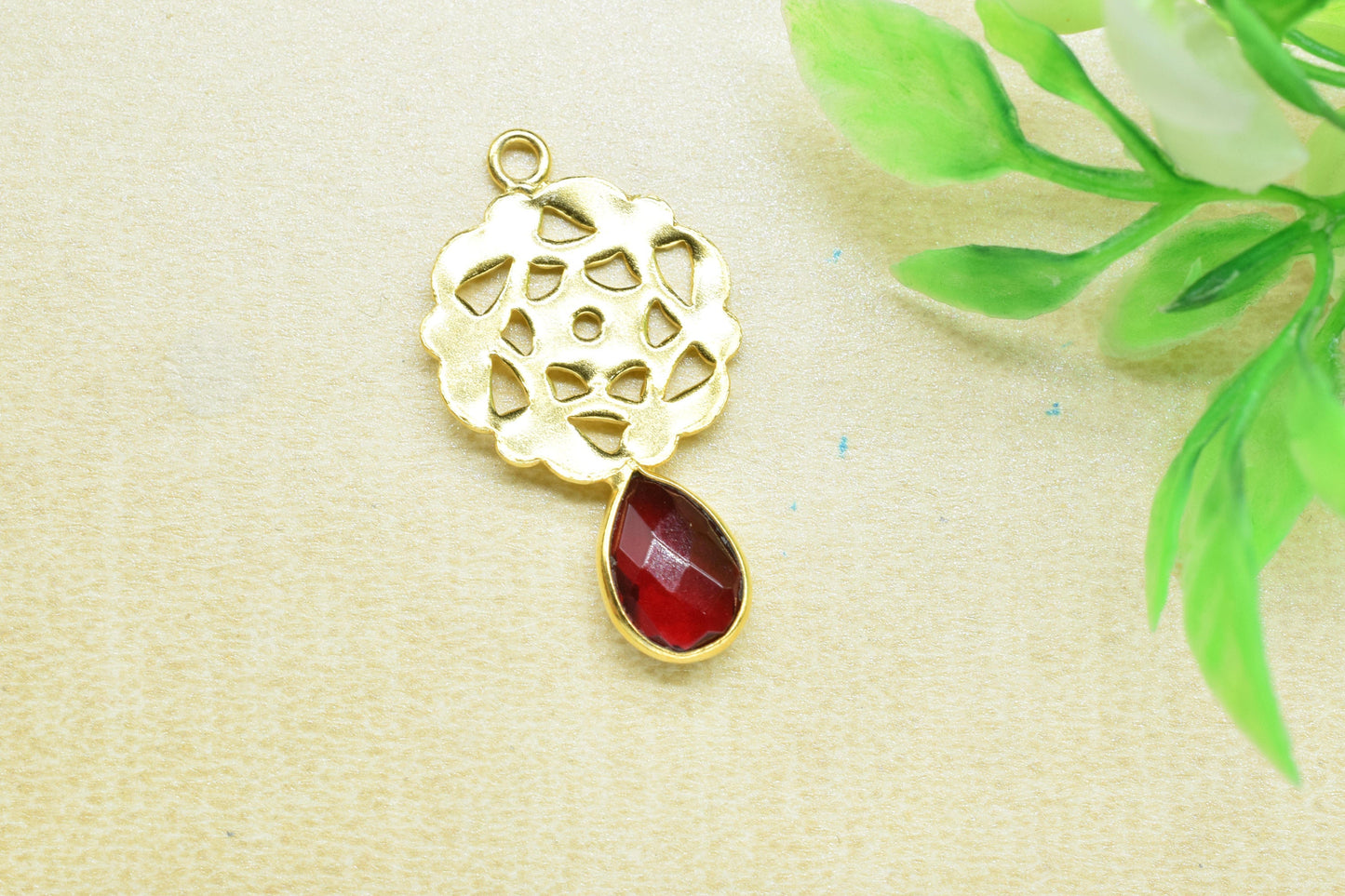 Garnet Teardrop Pendant/Single Bail Charms/Garnet Faceted Gemstone Pendant/Handmade Earring/Earring Making Bezel/Pear Shape Garnet Earring