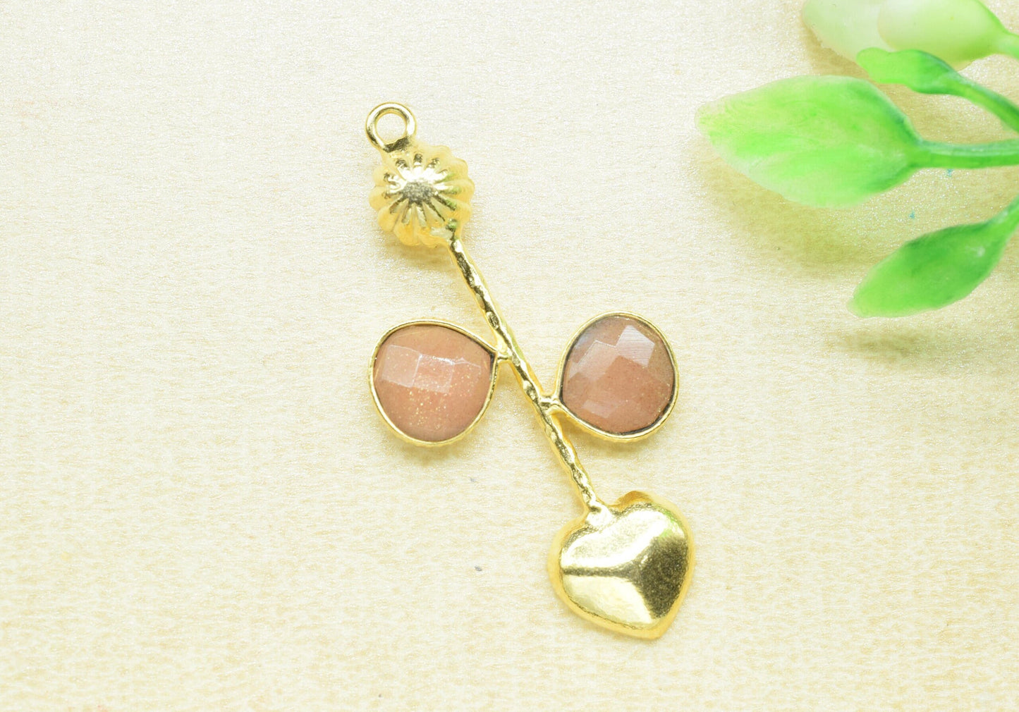Peach Moonstone Pendant/Gemstone Component/Faceted Cut Peach Moonstone/Single Bail Charm/Necklace Pendant/Heart Shape Charm/Wholesale Supply
