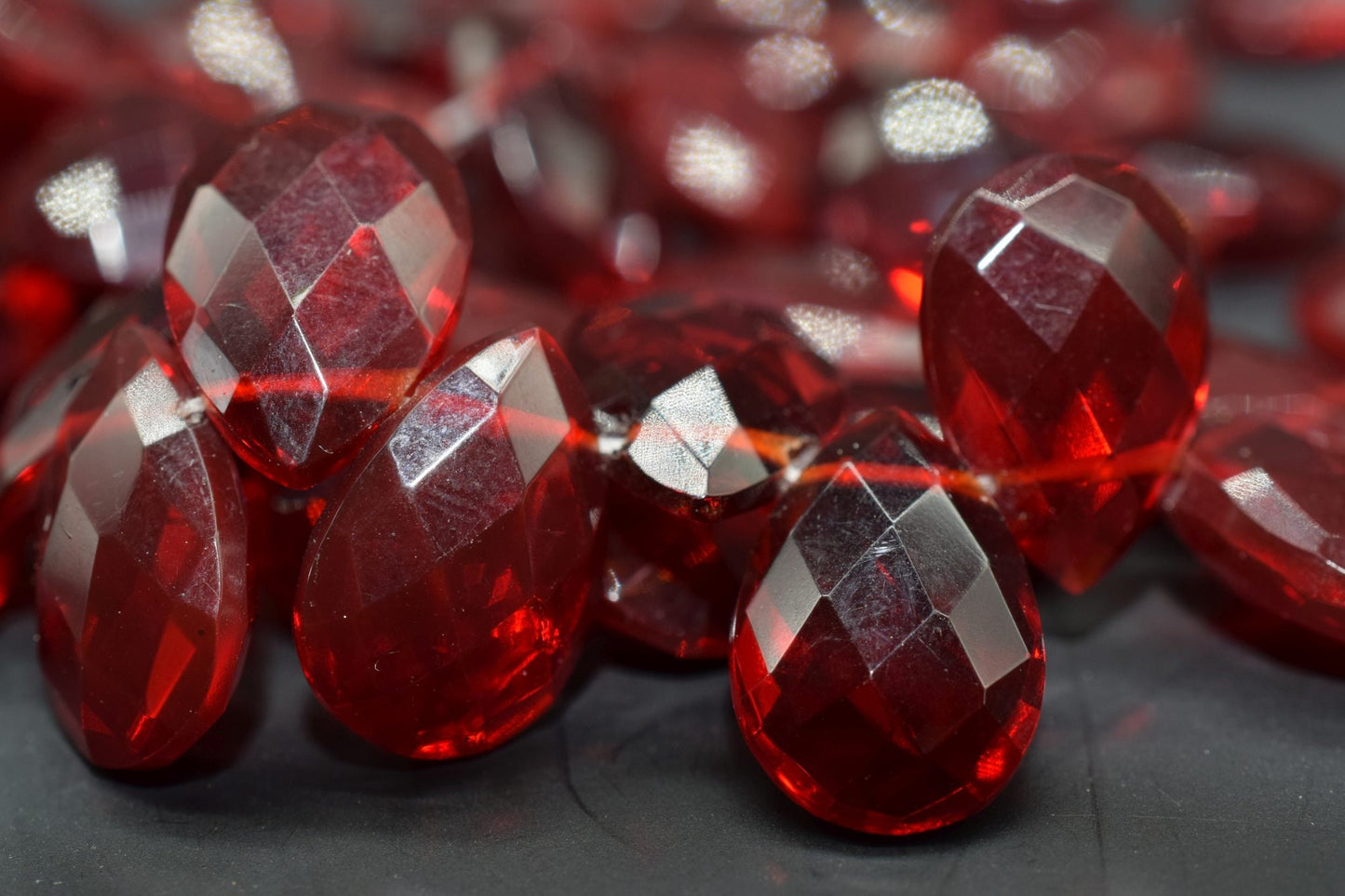 Red Garnet Quartz 9x13mm Faceted Pear Briolettes - Faceted Briolettes - Calibrated Gemstone - Chalcedony Pear Briolette,wholesale beads