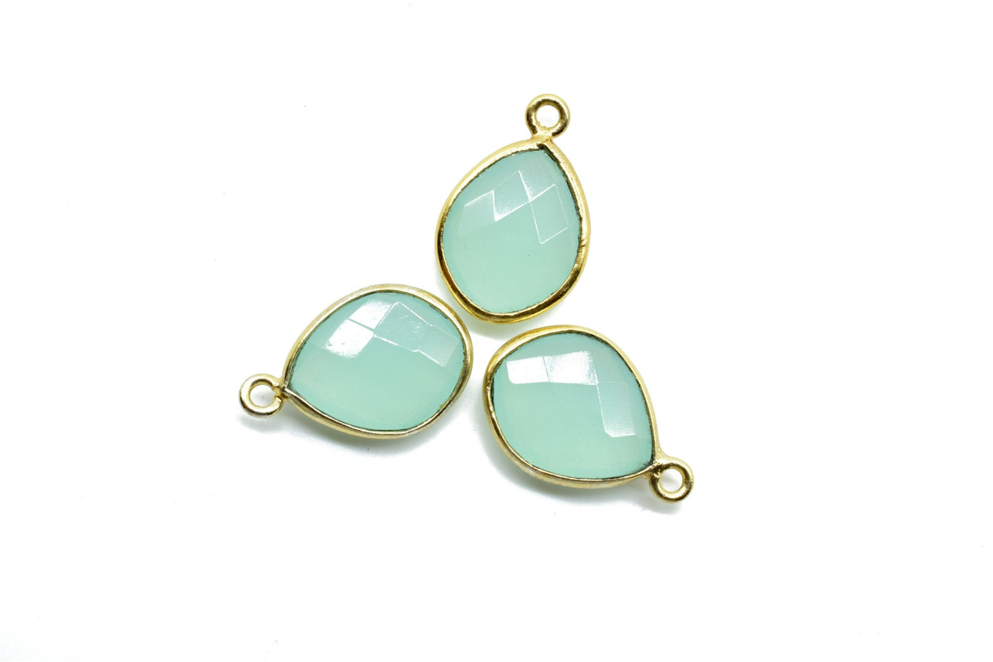 Aqua Chalcedony 10x13mm Eye shape single bail connectors,Aqua Chalcedony Bezel Findings Eye Charms,Eye Shape Connectors,Single Bail charms