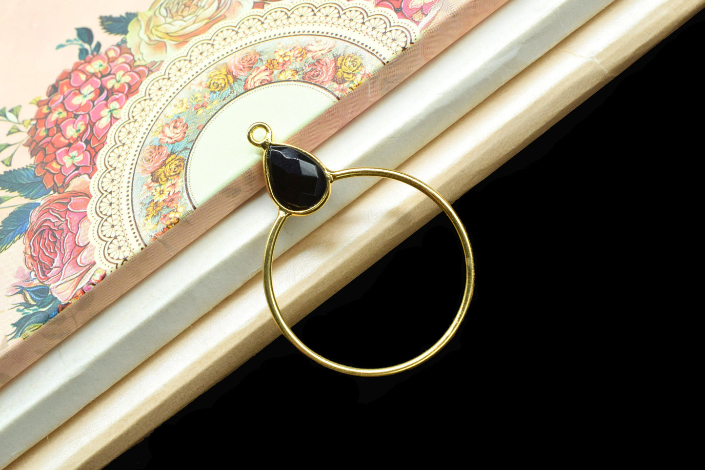 Gemstone Teardrop Earrings,Circle Handmade Pendants,Single bail Station Connector Jewelry,Earring Components,Findings Bezel Charms Pendants