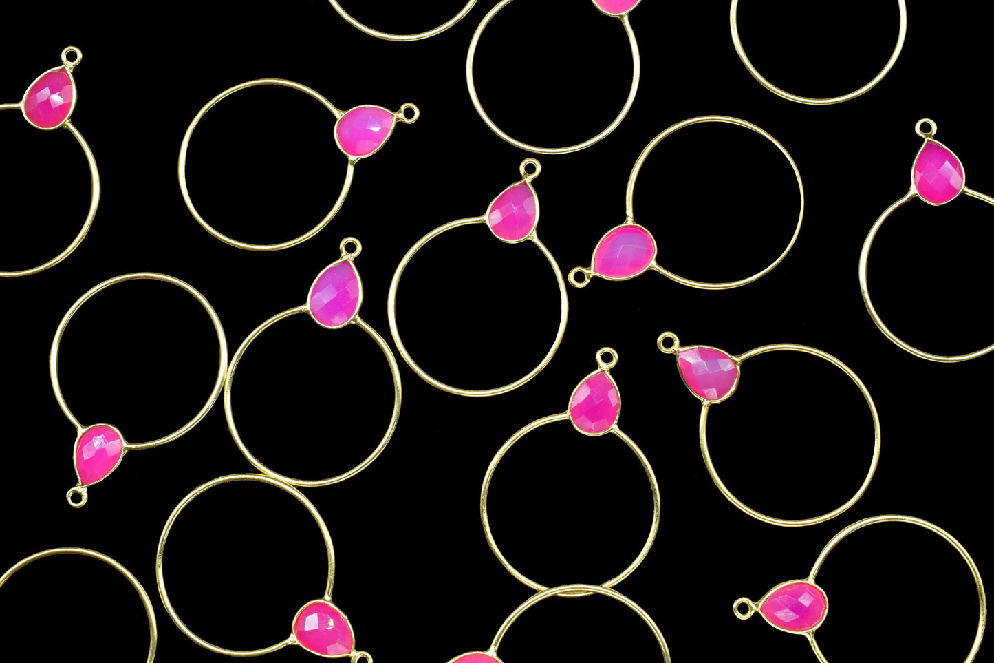 Gemstone Teardrop Earrings,Circle Handmade Pendants,Single bail Station Connector Jewelry,Earring Components,Findings Bezel Charms Pendants