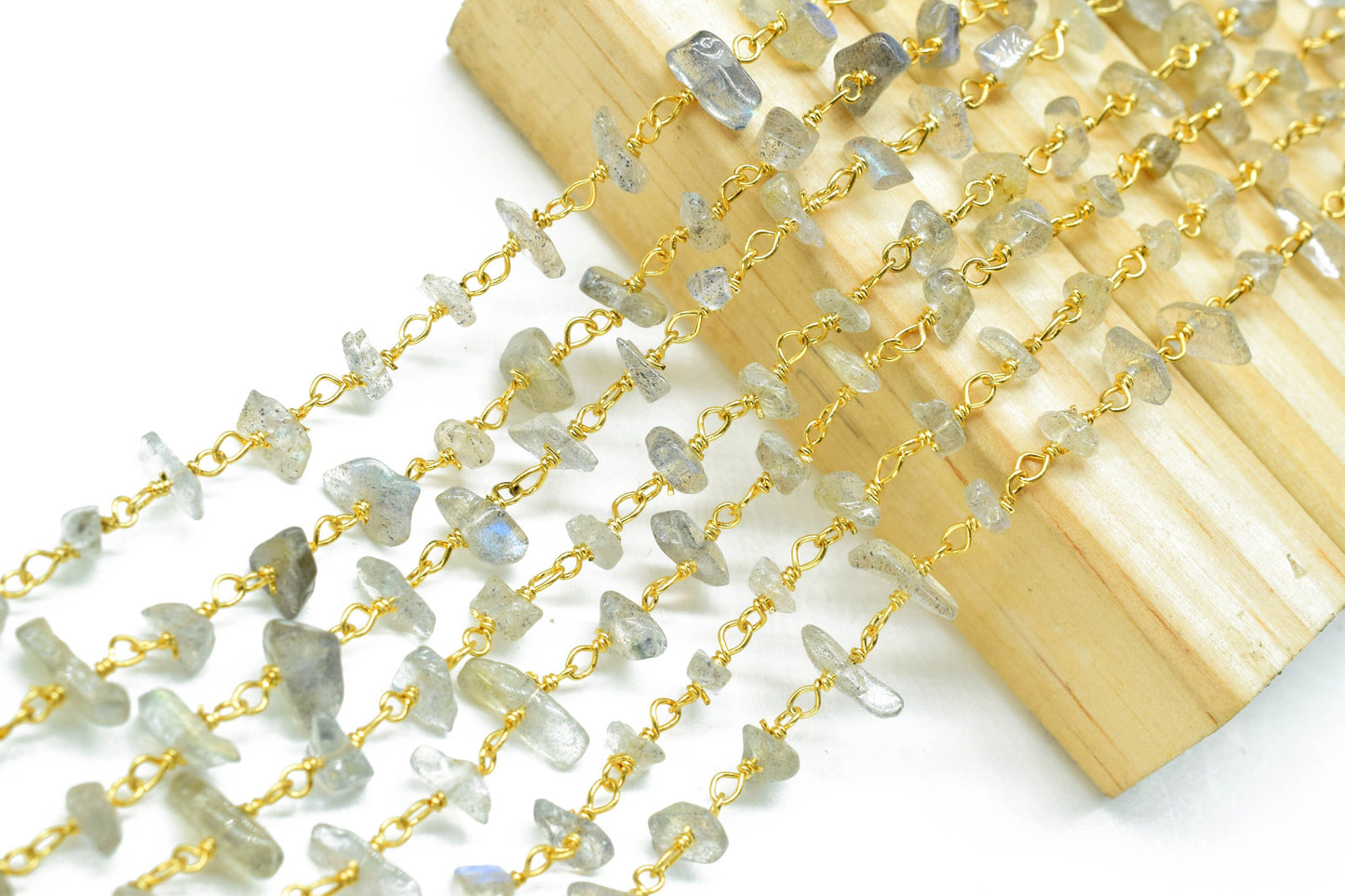 Labradorite Chips Rosary Chain,Nugget Rosary Chain,Finding Wire Wrap Necklace Chain,Gemstone Rosary Necklace,Handmade Jewelry Carft Supplies