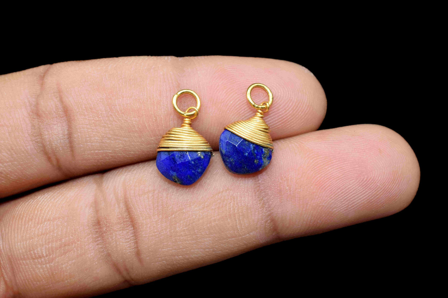 Lapis Lazuli Wire Wrapped Connectors, Square Gemstone Connector,Blue Stone Wire Wrapped Pendant,Jewelry Making Supply,Single Loop Connectors