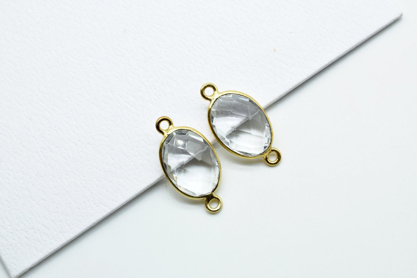 Crystal 10x14mm oval Shape Double bail Connectors,Crystal Teardrop pendant,Crystal Gold Plated bezel,Crystal jewelry making charms crafts,