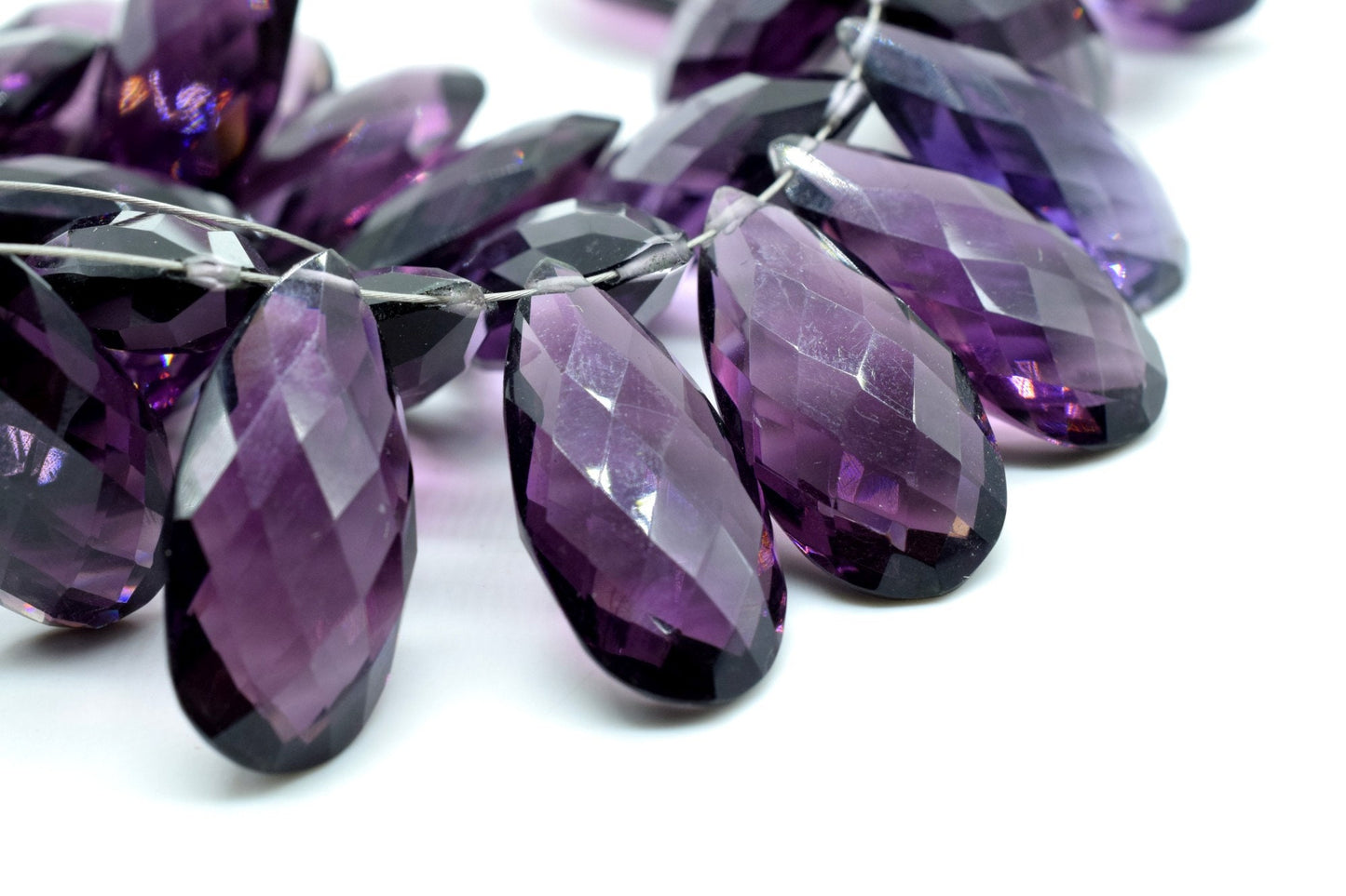 Amethyst Faceted 12x24mm Pear Shape Briolettes,Long Pear Shape Beads,Long Teardrop Briolettes,Gemstone for Jewellery,Purple Amethyst Beads