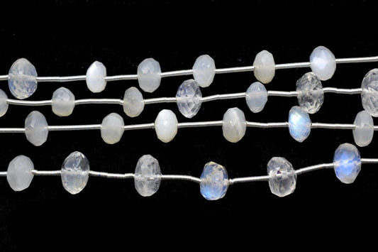 Moonstone faceted roundel beads 6mm to 8mm,White rainbow beads strand,Jewelry making beads,Supplies beads,Moonstone beads, Briolettes strand