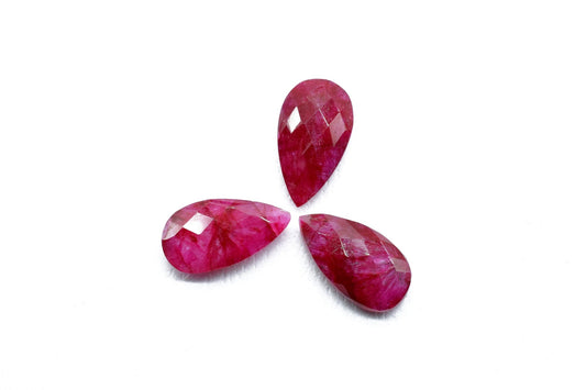 Ruby Faceted 10x18mm pear shape Briolettes,Ruby Jewelry Making Beads,Ruby pear shape Beads,Ruby Faceted Beads,Ruby Teardrop Beads