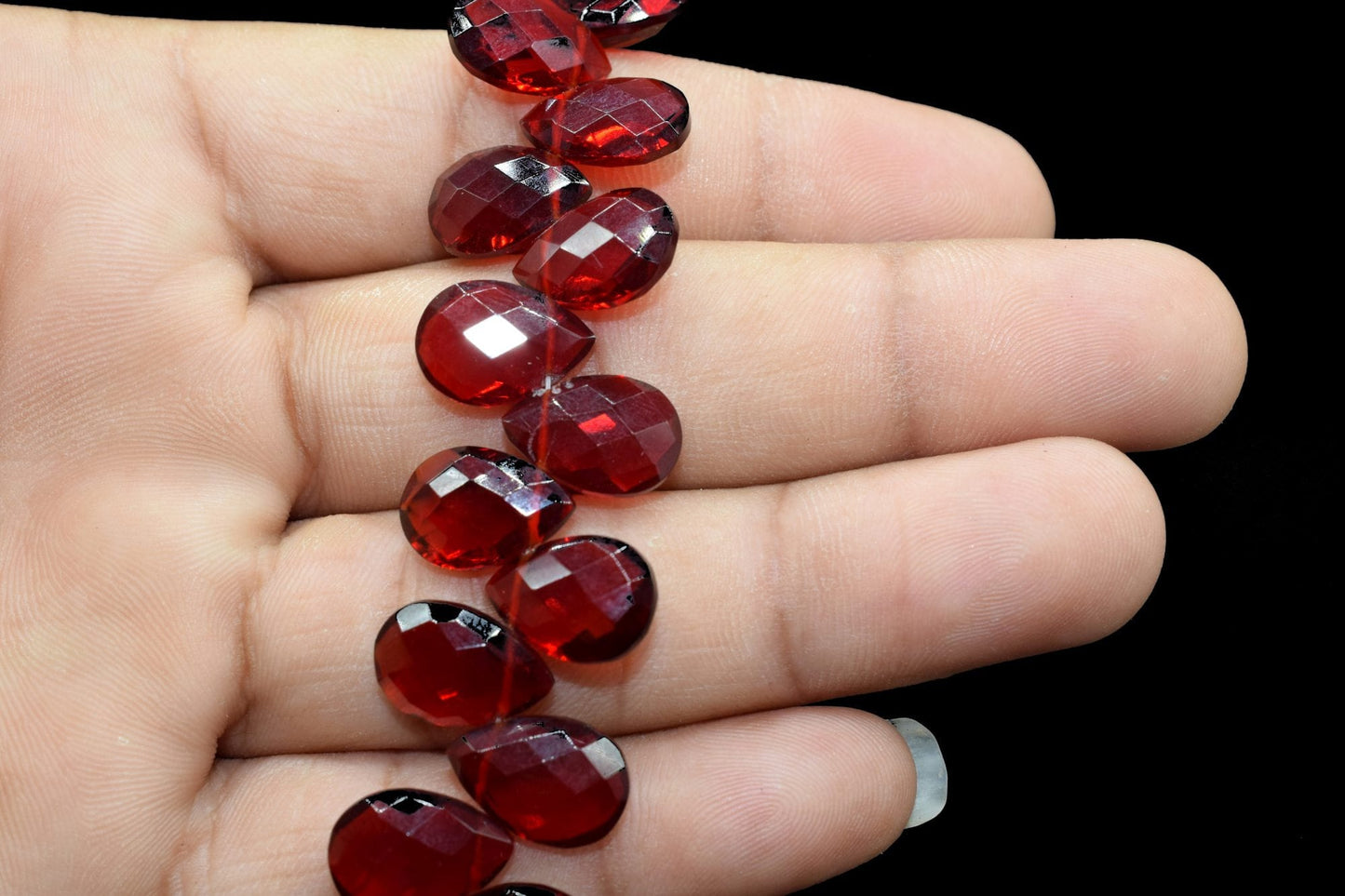 Red Garnet Quartz 9x13mm Faceted Pear Briolettes - Faceted Briolettes - Calibrated Gemstone - Chalcedony Pear Briolette,wholesale beads