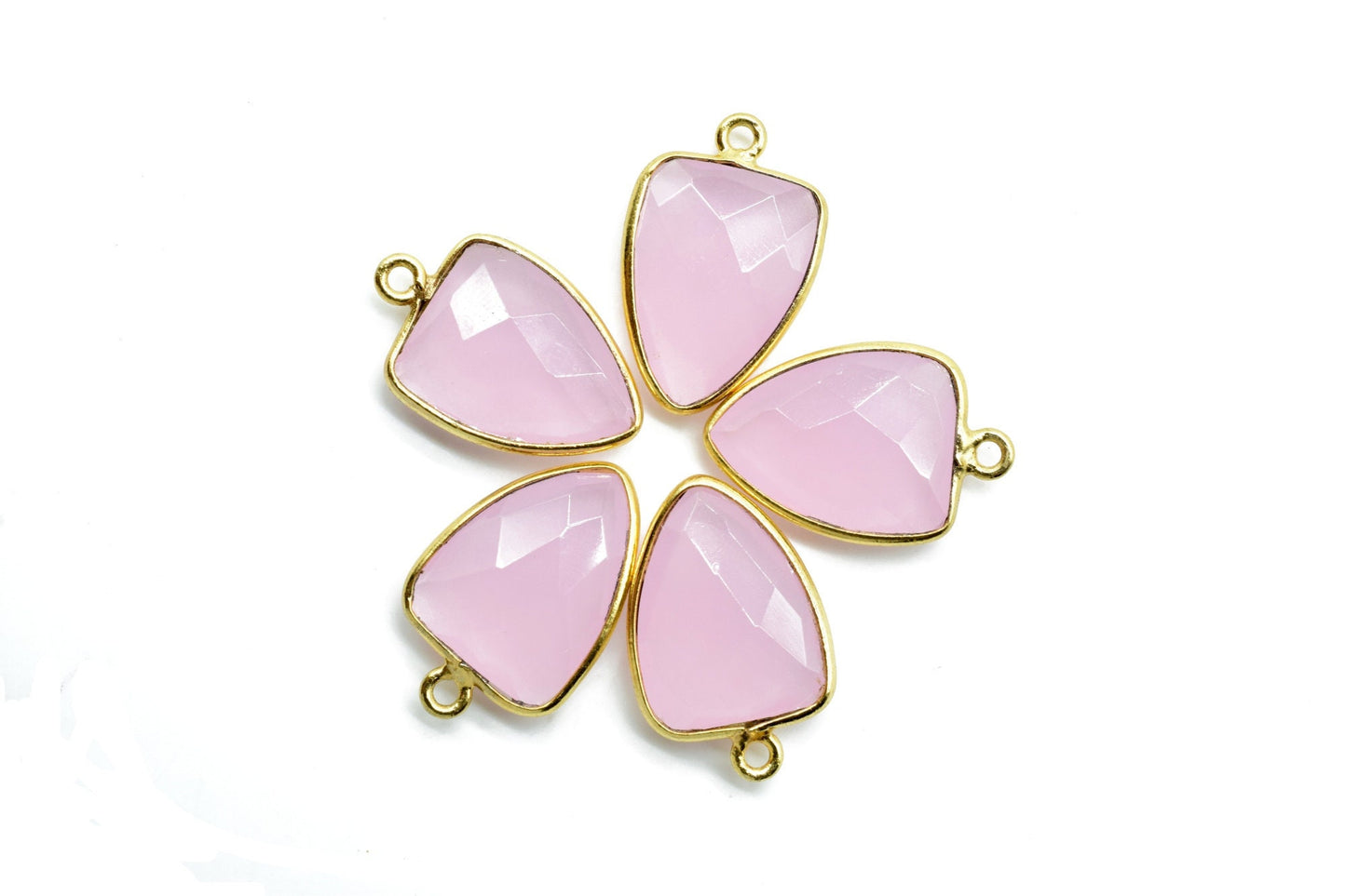 Pink Chalcedony 12x15mm Triangle shape single bail connector,Pink Chalcedony Pendant,Chalcedony Single loop connectors,Triangle Shape charms