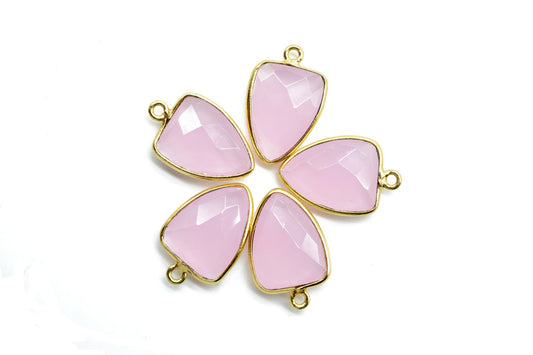 Pink Chalcedony 12x15mm Triangle shape single bail connector,Pink Chalcedony Pendant,Chalcedony Single loop connectors,Triangle Shape charms
