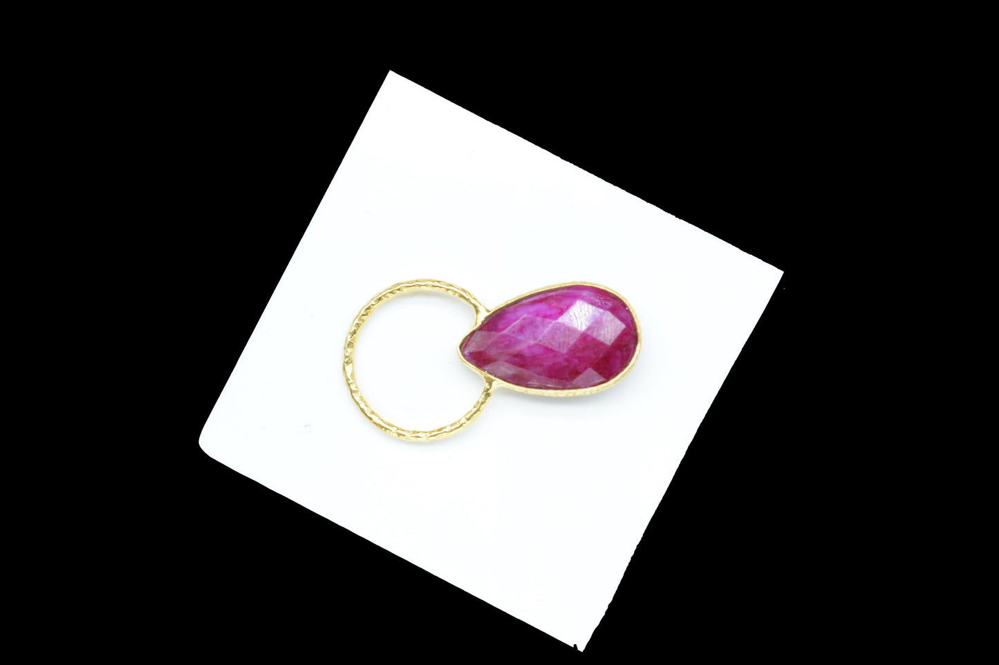 Natural Ruby Jewelry Pendant/Ruby Charms Pendant/Gold Plated Jewelry/Brass Connector Charms/Handmade Jewelry/Women Jewelry/B'day Gift