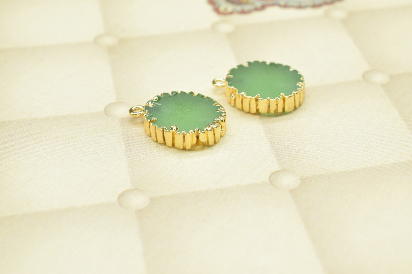 Prehnite Oval Shape Pendants,Gemstone Single Bail Connector,Prehnite Cabechon Pendant Jewelry,Handmade Electroplated,Pendant Charm necklace