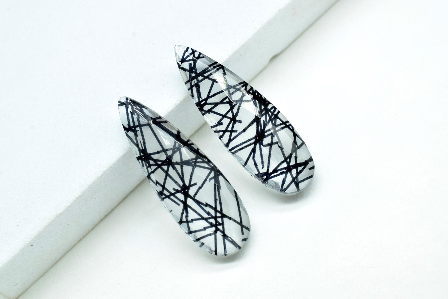 Black Rutile Long drop 10x30mm Briolette, Black Rutile T drilled Briolette ,Tear Drop Briolette ,jewelry supplies , Top Quality Briolette ,