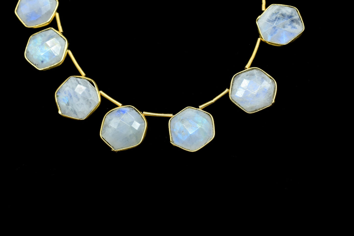 Rainbow Moonstone 10mm Faceted Hexagon Shape Single Bail Connector strand,Moonstone Brass connectors,Moonstone Hexagon Pendant,