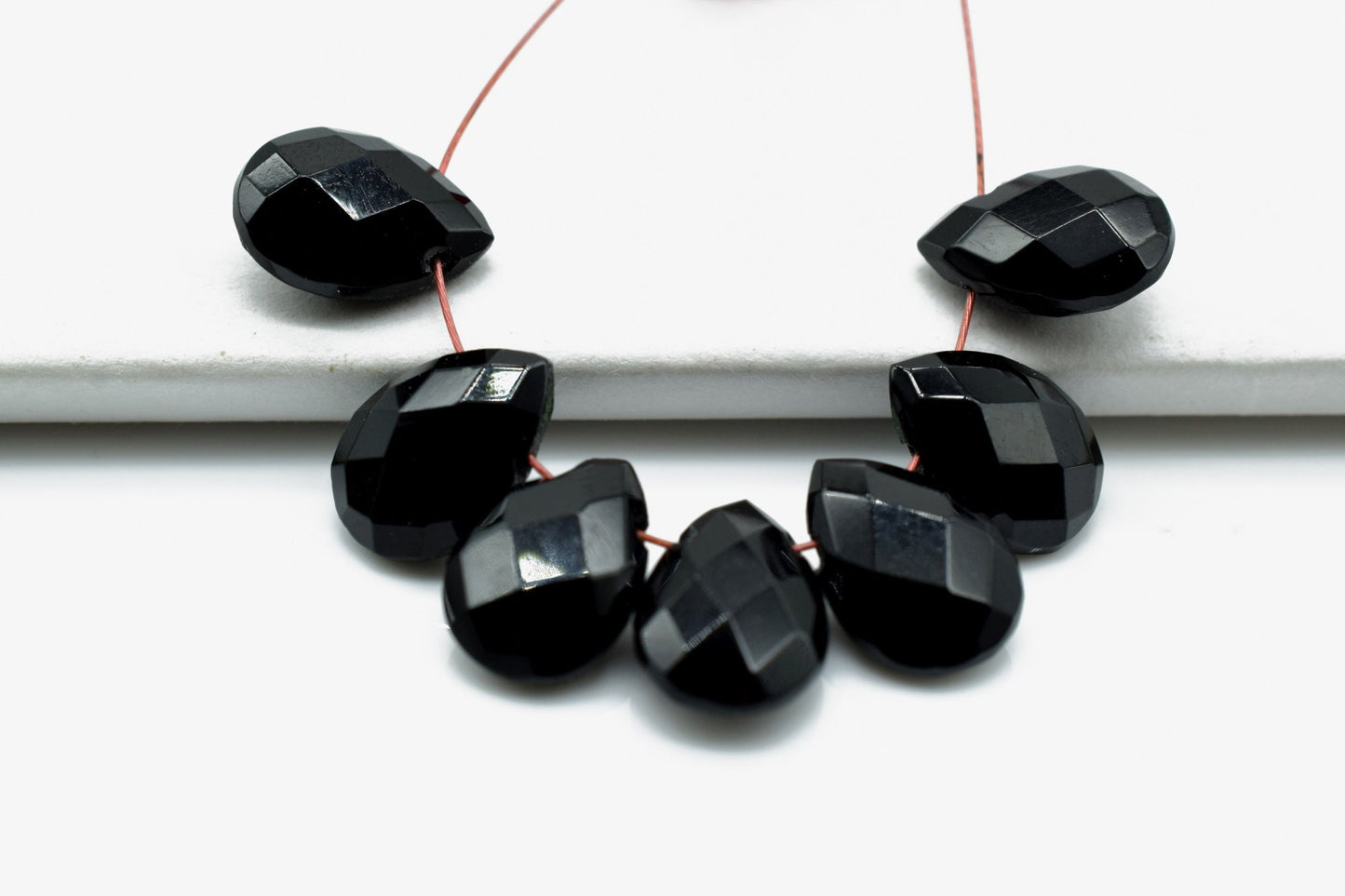 Black onyx faceted teardrop briolettes ,7x10mm Teardrop,Black Onyx Pear Briolettes Supplies,Craft Supplies,Gemstone Micro Briolette Beads