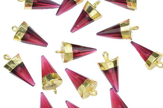 Pink Tourmaline Spike Point Connector,Handmade Triangle Electroplated Pointed Charm,Gemstone Single Bail Pendant,Pendant Jewelry Making Gift