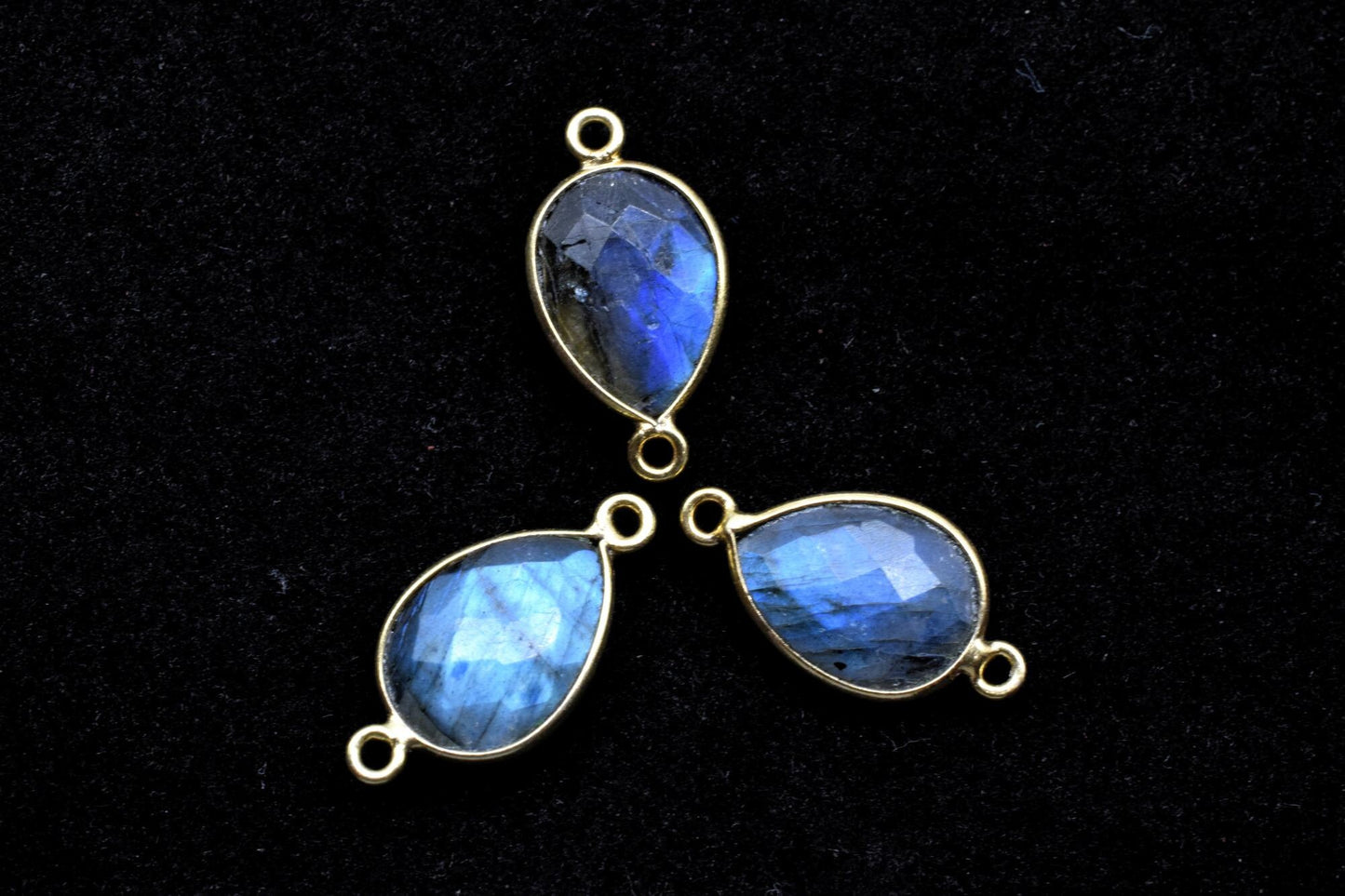 Labradorite 10x14mm Pear Double bail connectors,Labradorite Gold pendant,Labradorite Gold Plated bezel,jewelry making charms crafts,jewelry