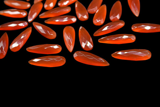 Natural Carnelian Faceted 10x30mm Pear Shape Briolettes,Carnelian Long Pear Shape Bead,Carnelian Teardrop,Orange Carnelian Faceted Briolette