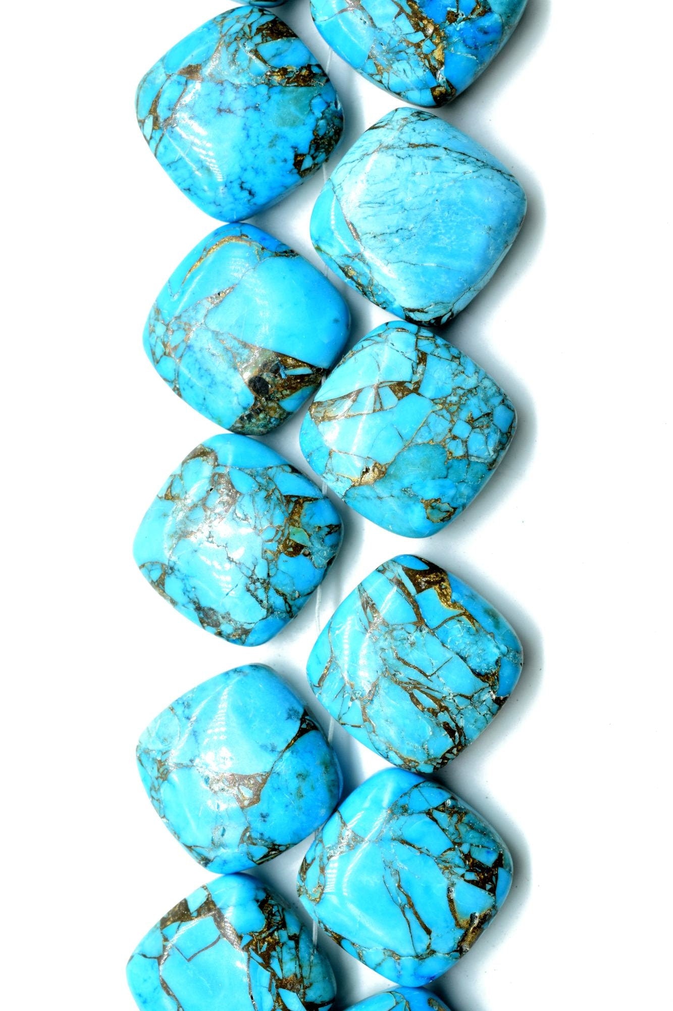 Copper Turquoise 14mm Smooth cushion beads,Calibrated Gemstones Briolette,cushion Shape Briolettes,Superb Item at Low Price,Turquoise Beads