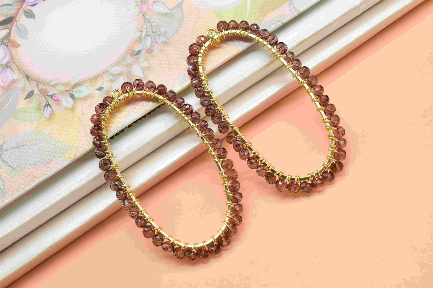 Pink Amethyst beads Finding Connector,Oval Pendant Component,Handmade Connector,Finding Necklace,Beaded Finding Component,Amethyst jewelry