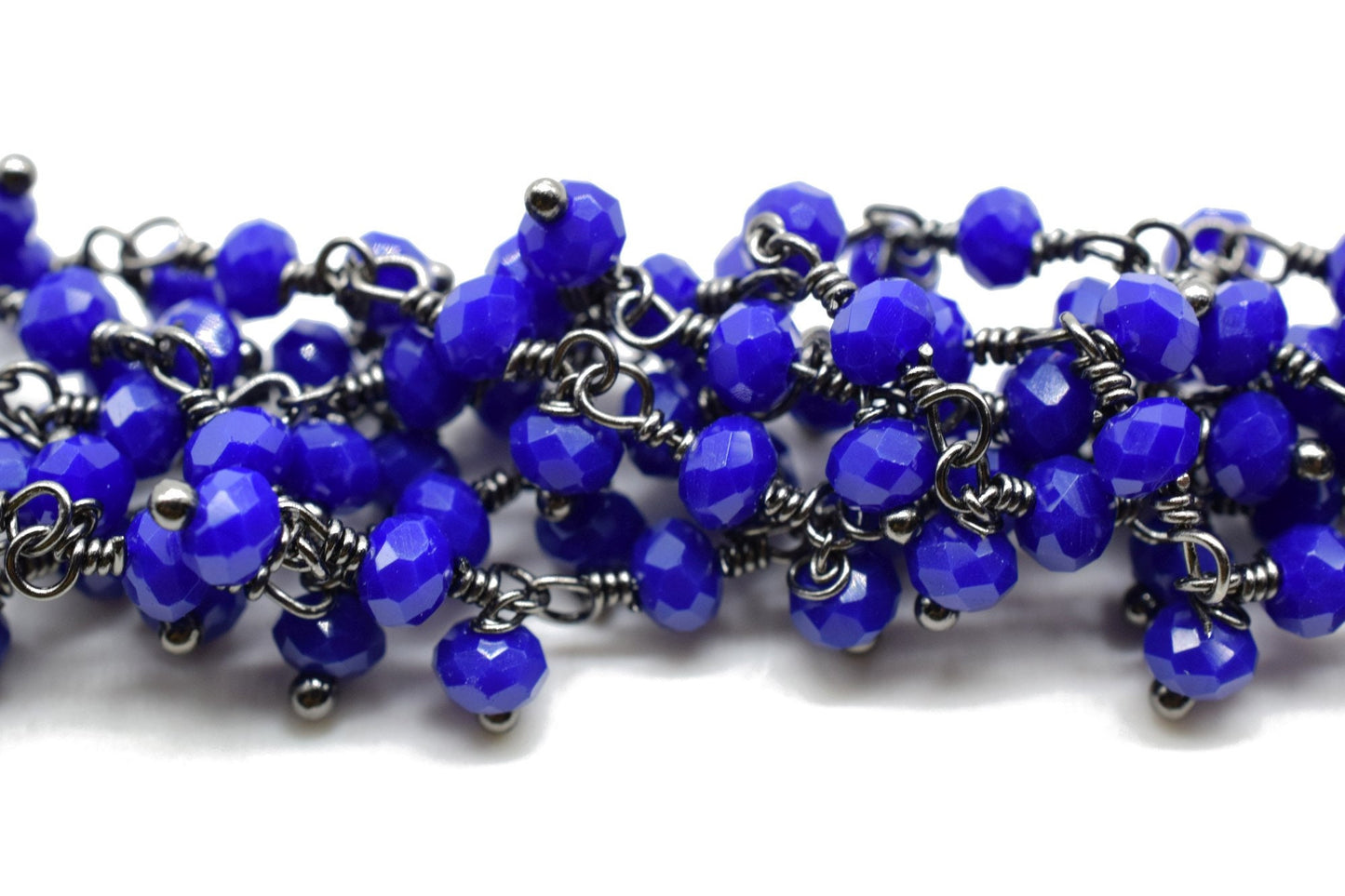 Lapis Lazuli Cluster Rosary Chain,dangling Chain,Thick Chain, Gold Wire Wrapped Chalcedony Quartz Beaded chain,Flower Chain,Chain by foot