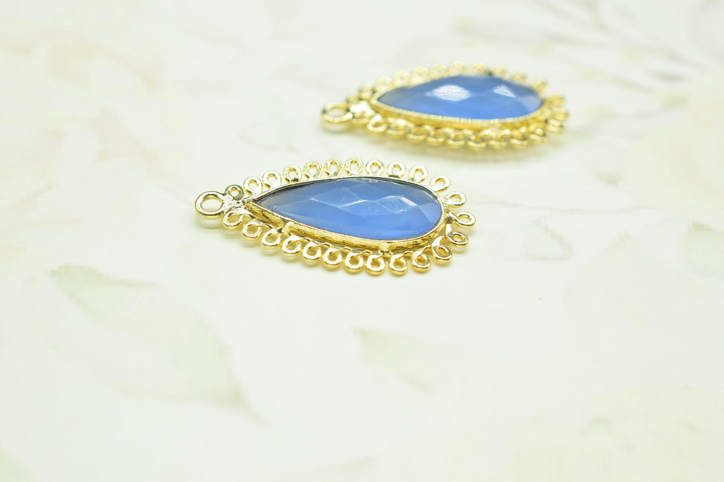 Blue Chalcedony 8x20 Teardrop Bezel Charms,Wholesale Jewelry,Single Bail Pendant,Gemstone Brass Component,Handmade Jewellery Connectors,Gift