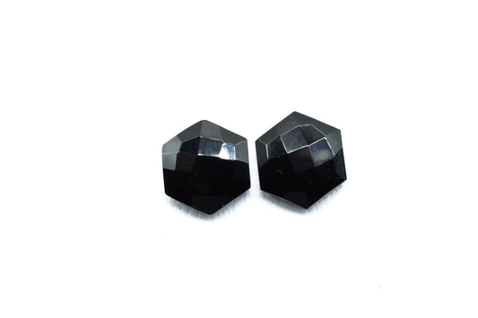 15mm Black Onyx Faceted Hexagon Beads,Natural Black Onyx Fancy Hexagon Beads,Black Onyx Hexagon Briolettes,Black Onyx Jewelry Beads,Gem Gift