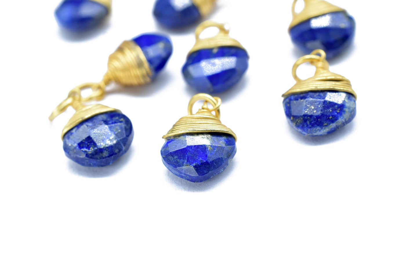 Lapis Lazuli Wire Wrapped Connectors, Square Gemstone Connector,Blue Stone Wire Wrapped Pendant,Jewelry Making Supply,Single Loop Connectors