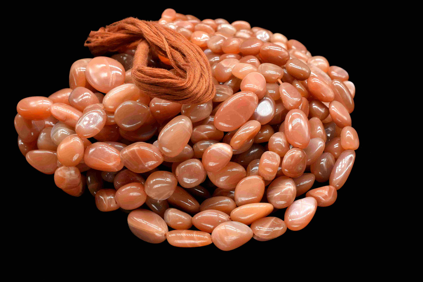 peach moonstone smooth nuggets,Oval Shape Gemstone Tumble Beads,nugget Strand,moonstone Beads Jewelry,handmade Necklace,Smooth Briolettes