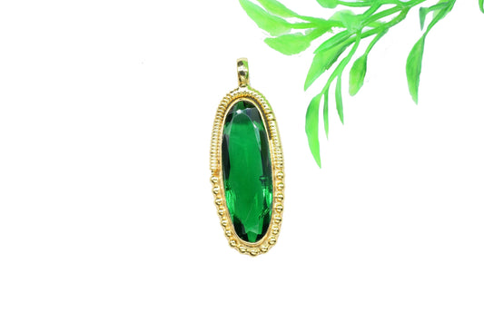Emerald Quartz Pendant Charm,Brass Pendant,Handmade Craft,Women Pendant Jewelry,Green Gemstone Pendant,Statement Pendant,Loop Pendant,Gift