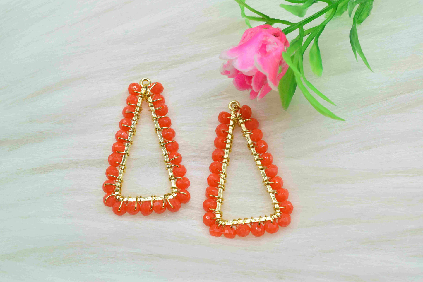 Carnelian Wire Wrapped Dangle Earring,Gemstone Component,Handmade Connector,Beaded Earring Connector,Finding Necklace,Carnelian Jewelry,Gift