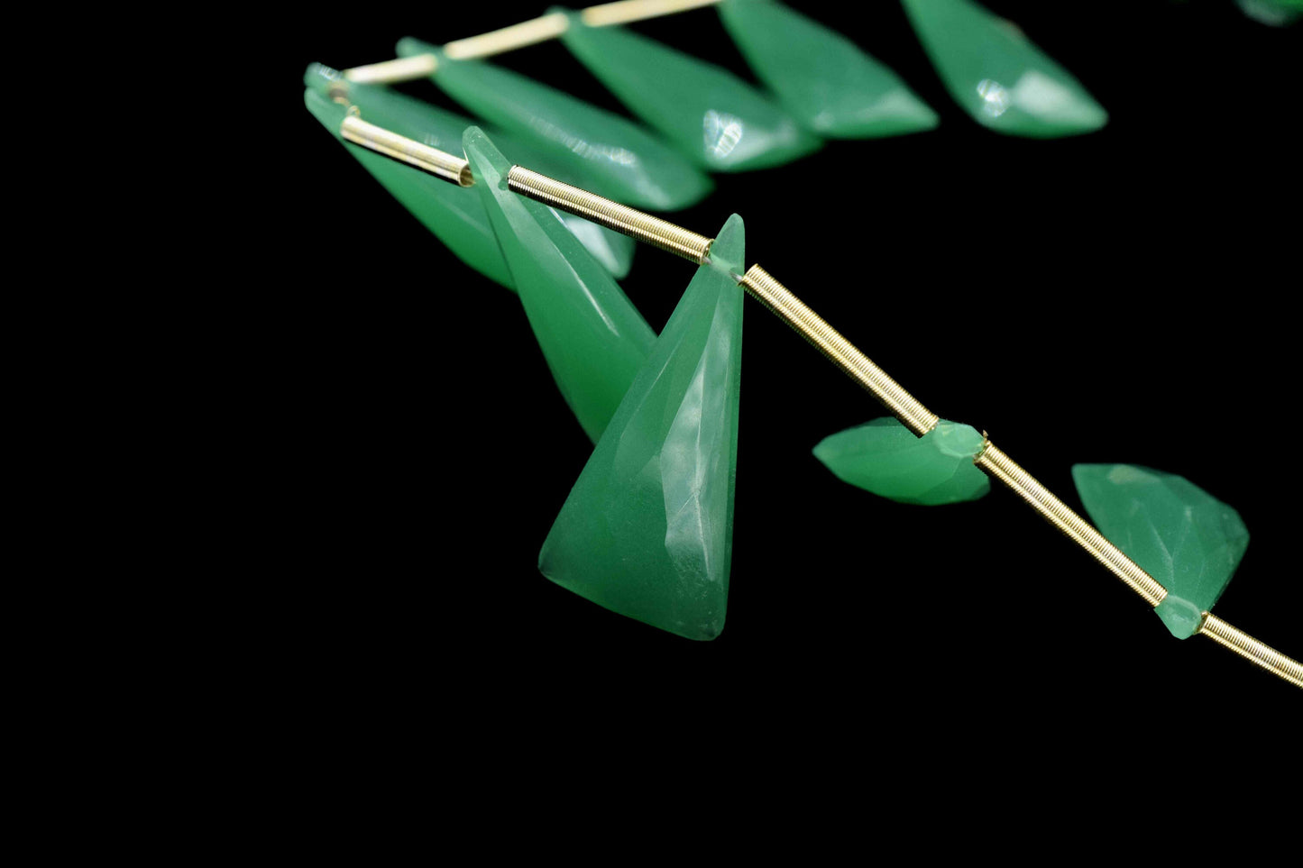 Green Onyx Triangle Shape Briolettes, Green Quartz Faceted Briolette, AAA Quality Beads,Loose Gemstone Briolette,Green Onyx Jewelry Supplies