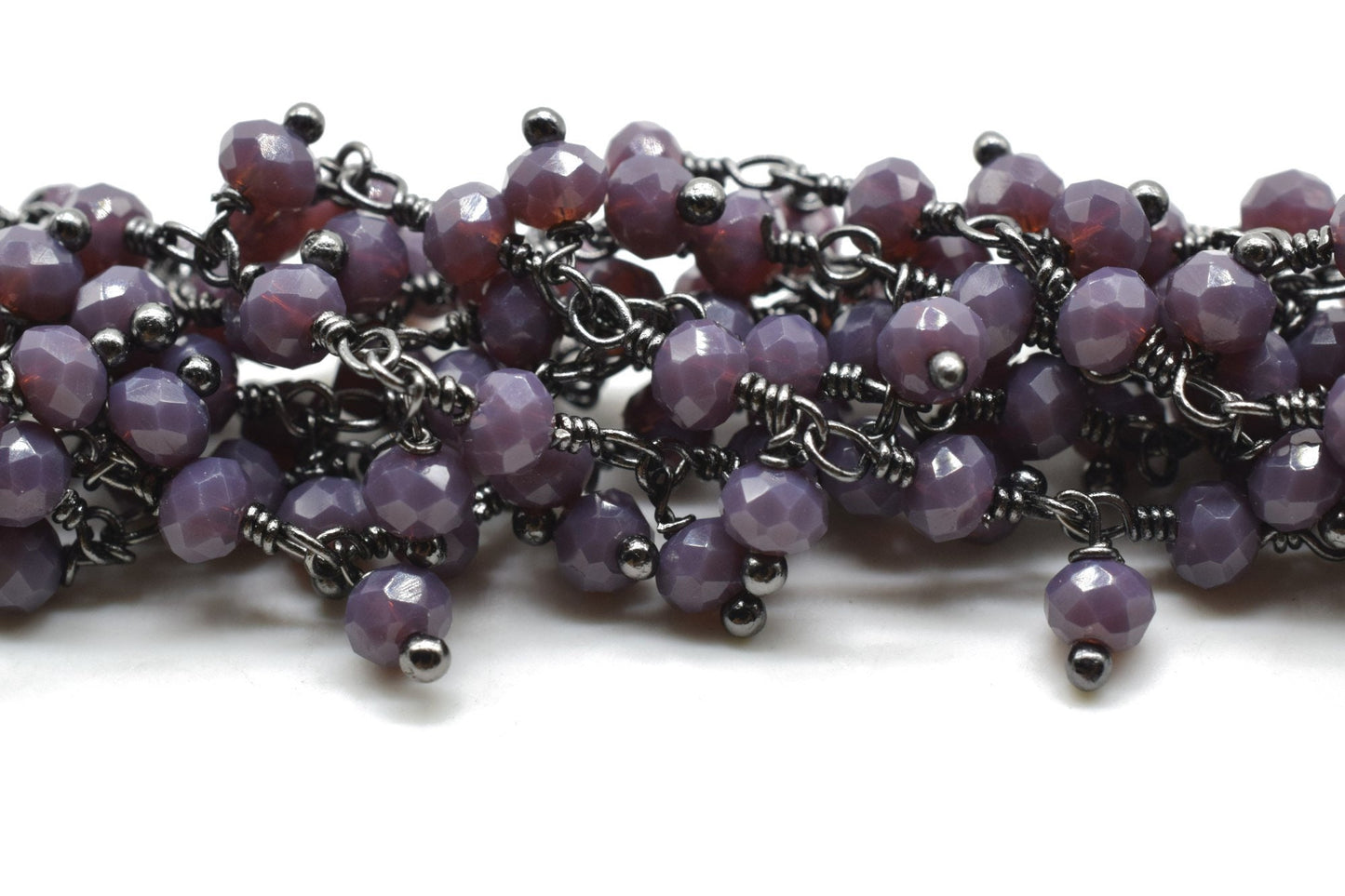 Purple Chalcedony Cluster Rosary Chain,Handmade Jewelry Making Wire Wrapped Beaded Chain By Foot, Necklace, Chalcedony CLUSTER Rosary chain