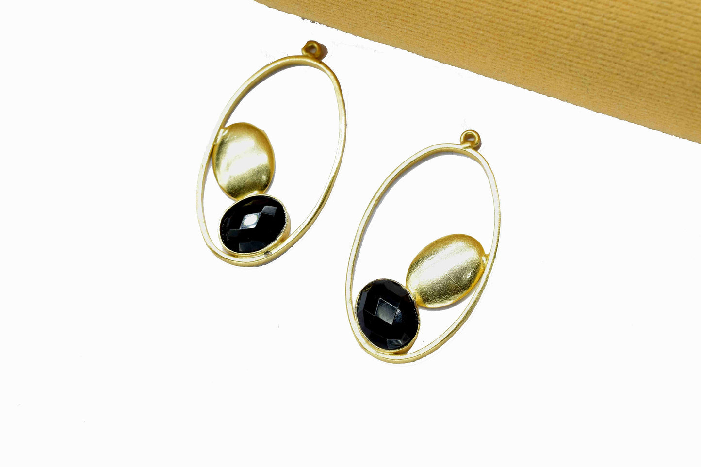 Black Onyx Gemstone Component Earring, Finding Oval Shape Earring Connector, Gemstone Component Earring, Finding Necklace Component Jewelry
