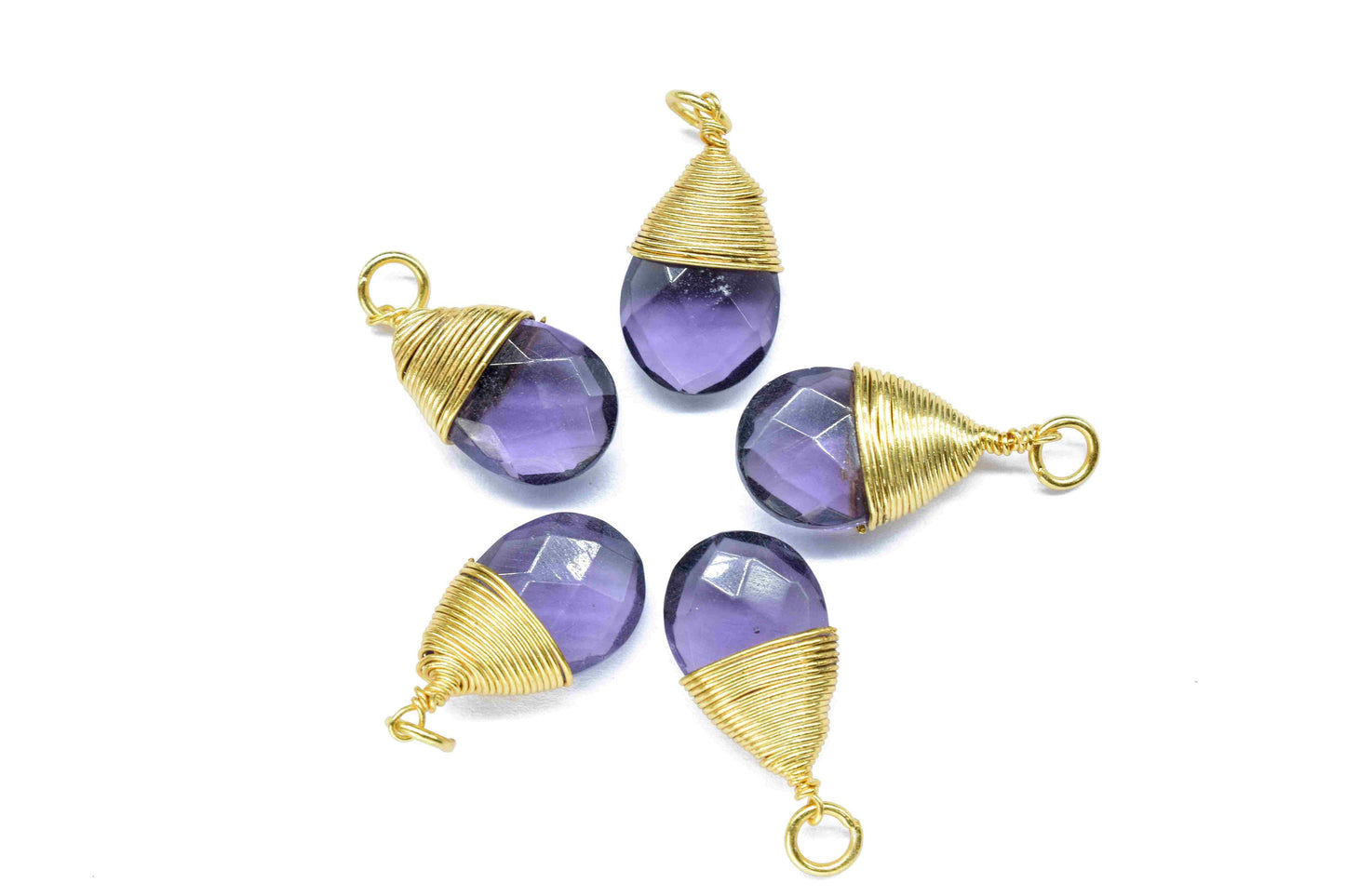 Amethyst Teardrop Faceted Connector,Gemstone Wire Wrapped Pendant,Loop Connector,Pendant Jewelry,Wire Wrapped Necklace,Amethyst Jewelry,Gift