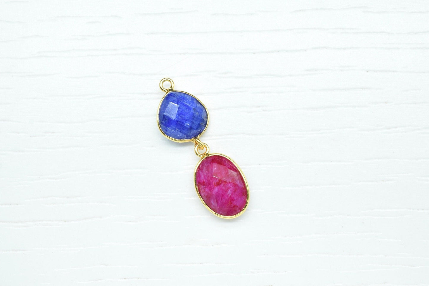Natural Ruby Dangle Component Earrings,Handmade Jewelry,Gemstone Connector,Multi Stone Jewelry,Sapphire pendant Connector Handmade Jewelry
