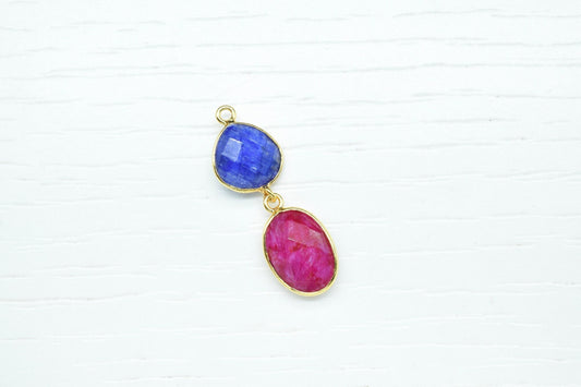 Natural Ruby Dangle Component Earrings,Handmade Jewelry,Gemstone Connector,Multi Stone Jewelry,Sapphire pendant Connector Handmade Jewelry