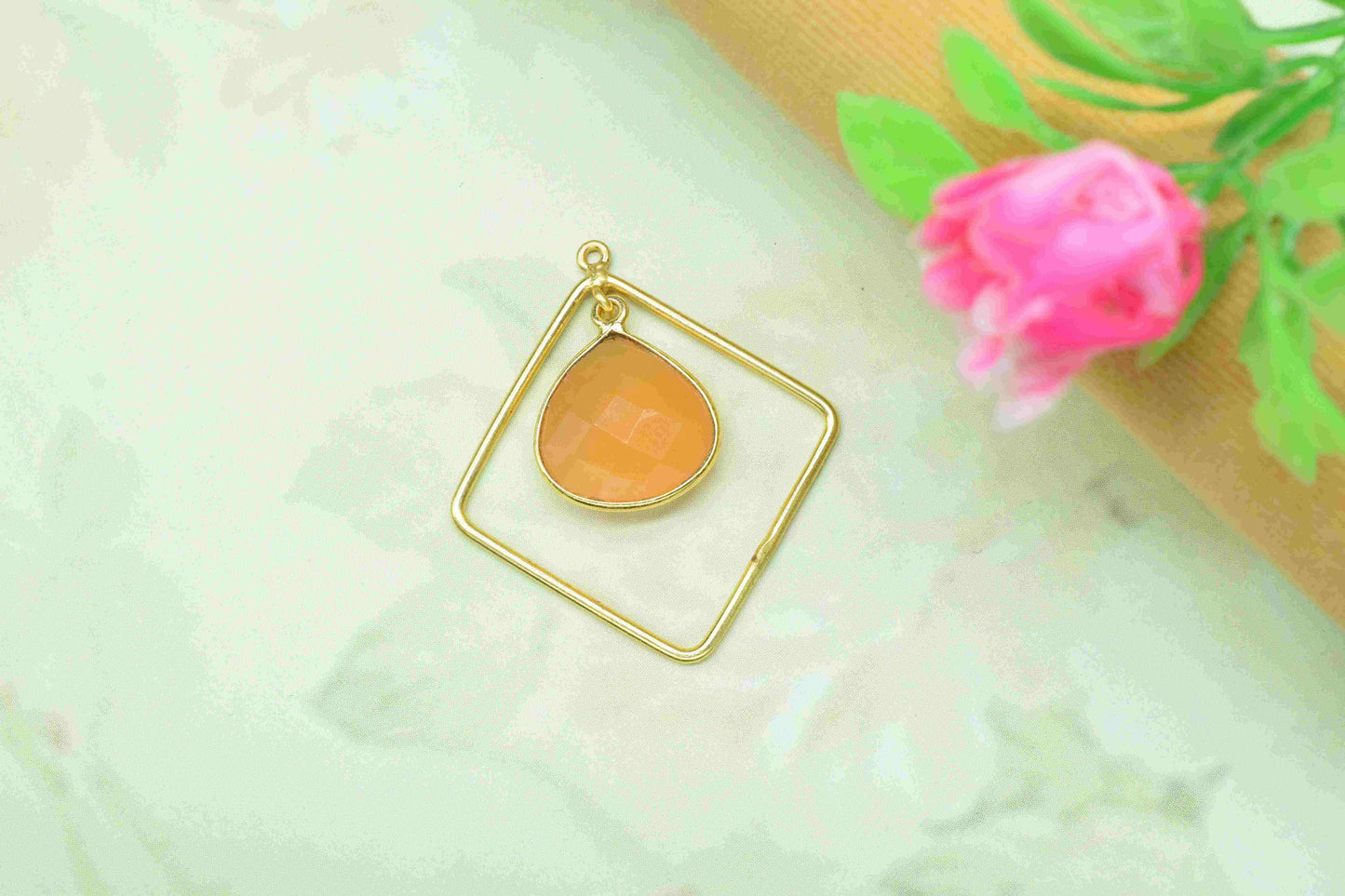 Gemstone 14mm Heart Shape Pendant Connectors,Components Earring Station Finding,Gemstone Craft Supply,Finding Handmade Square Jewelry,gift