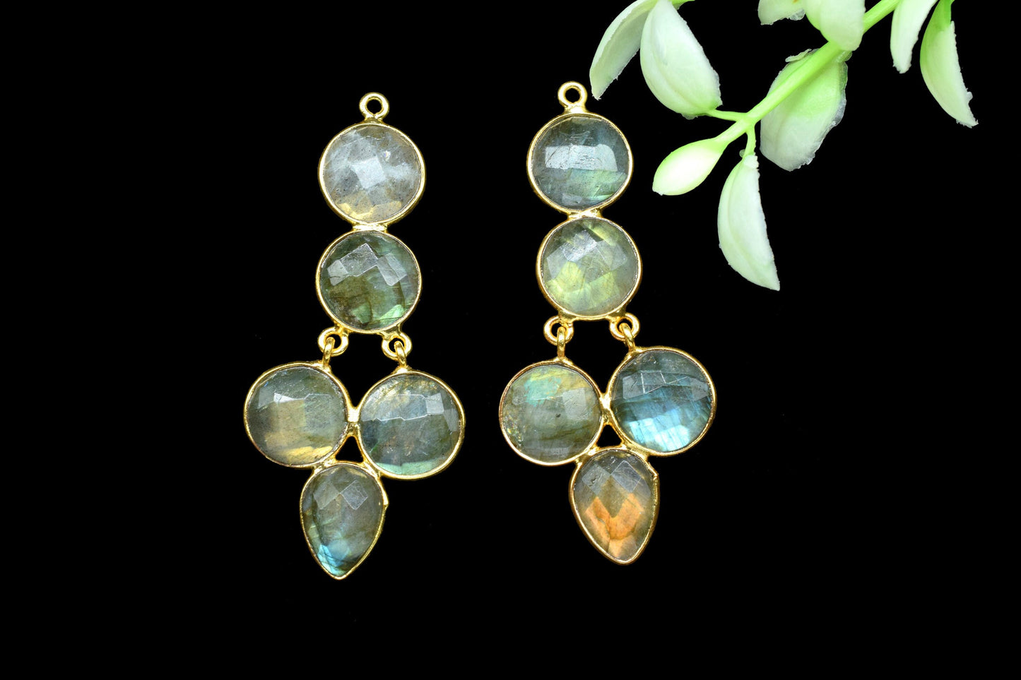 Natural Stone Pendant Connectors,Gemstone Craft Supply,Handmade Beads Jewelry,Statement Earrings,Components Earrings,Station Bezel Link,Gift