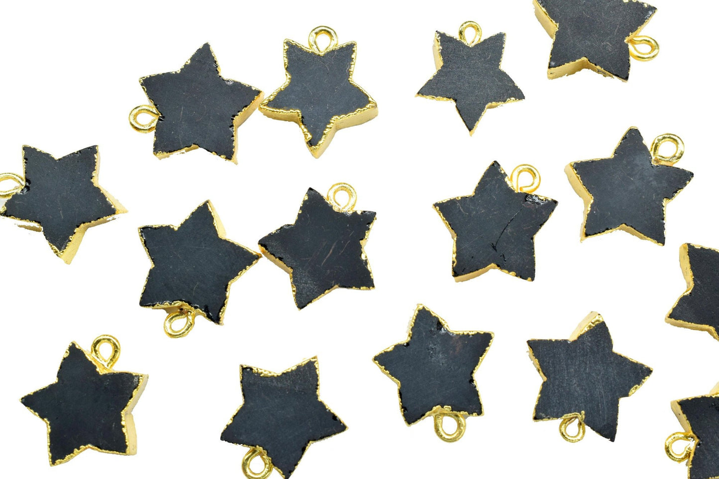 Handmade Black Onyx Pendant,Gemstone Star Jewelry Making Supply,Star Shape Connector,Black Onyx Star Connector,Single Bail Gold Connector