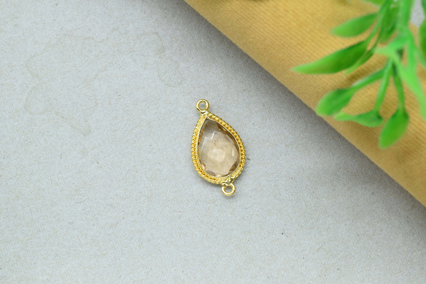 Morganite Gold Plated bezel Jewelry,Morganite Double Bail Pendant Jewelry,Morganite Gemstone Faceted 10x14mm Teardrop Shape Charms Pendant
