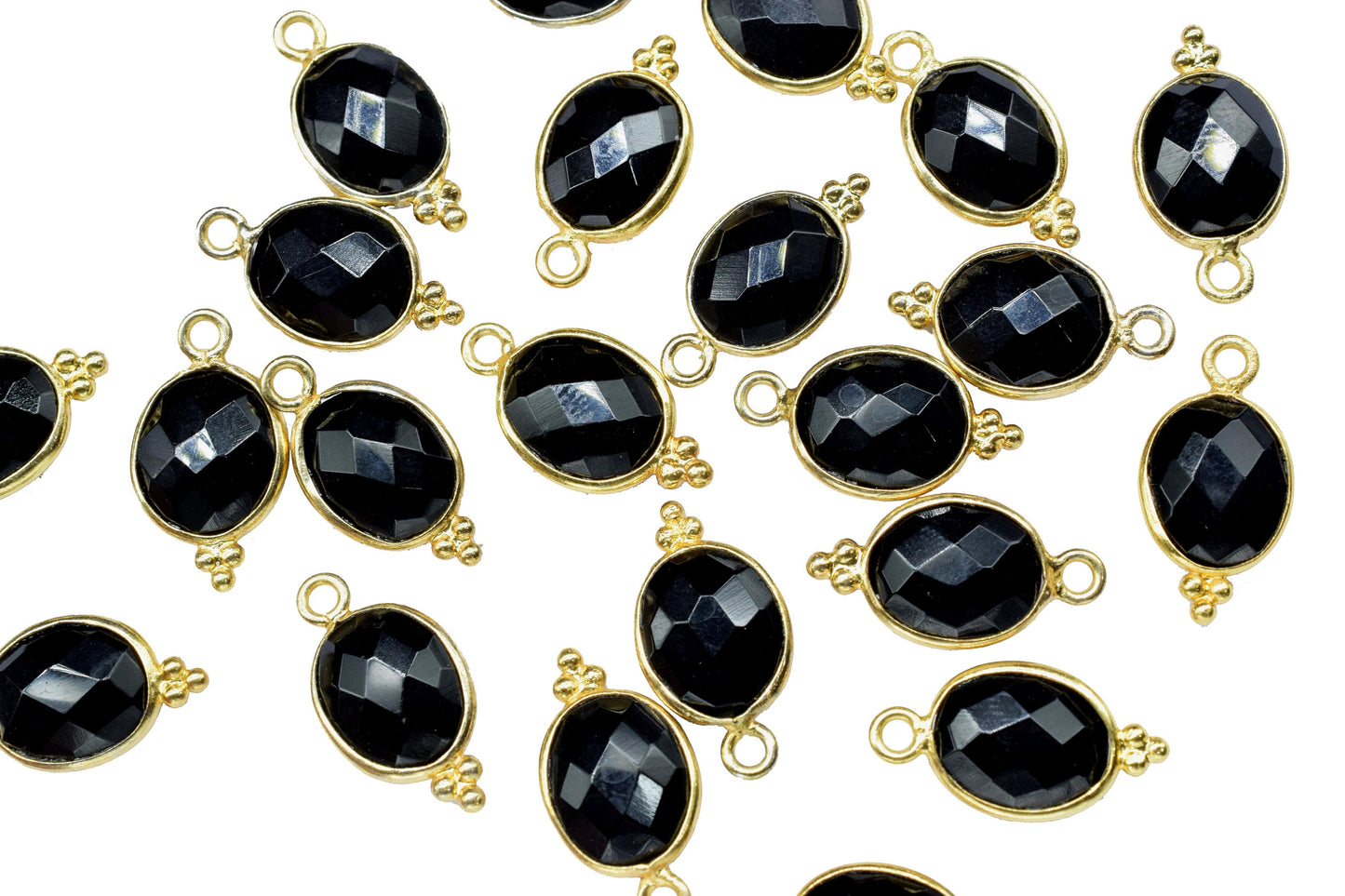 Black Onyx Gemstone 8x10mm Oval shape charm,Black Onyx pendant Jewelry,Black Onyx charm jewelry,Black Onyx Gold Plated bezel jewelry making