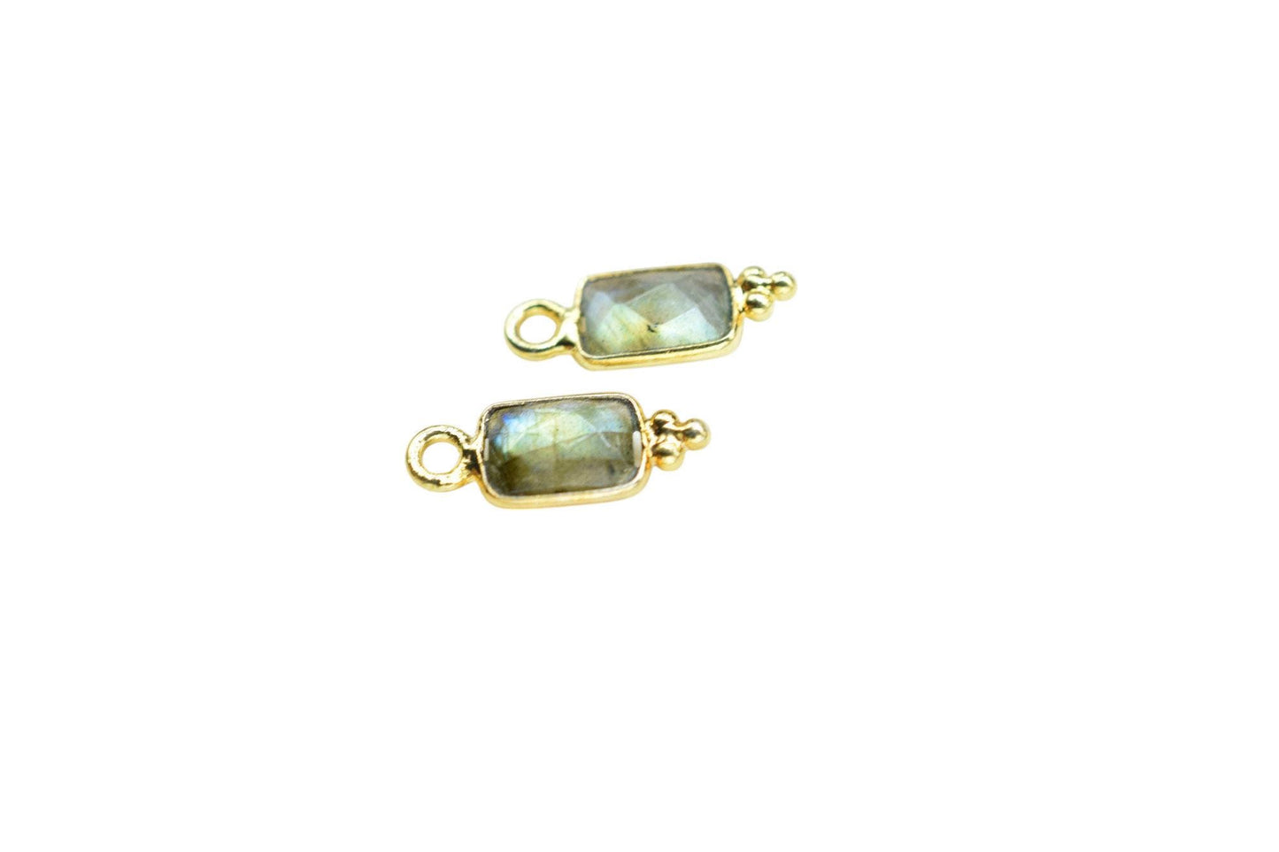 Natural Gemstone Labradorite Charms Pendant/Buguette Shape Pendant/Handmade Pendant/Tiny Pendant/Necklace Connector jewelry/B'day Gift