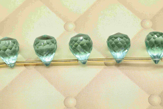 Green Amethyst 10x14mm Teardrop Briolette,Teardrop Bead,Green Amethyst Briolette,Gemstone Faceted Drop Briolette,February birthstone Jewelry