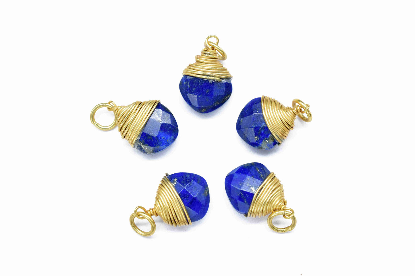 Lapis Lazuli Wire Wrapped Connectors, Square Gemstone Connector,Blue Stone Wire Wrapped Pendant,Jewelry Making Supply,Single Loop Connectors