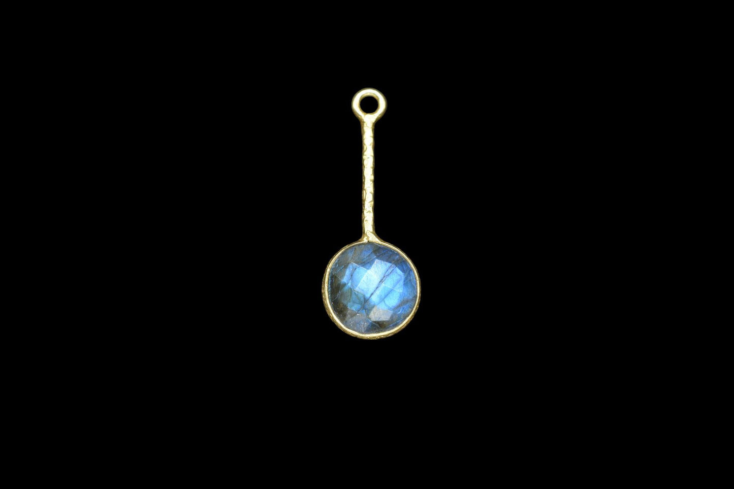 Labradorite Pendant/Gemstone Component/Single Bail Charm/Necklace Pendant/Round Shape Charm/Wholesale Supply/Gold Plated Jewellery/Gift